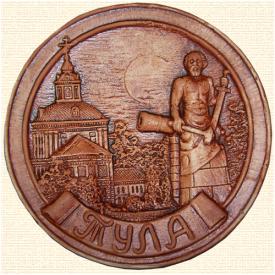 Тарелка Тула Памятник Демидову (коричневый). сувениры Лель