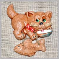 Магнит "Кот с миской" Таганрог сувениры Магниты