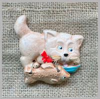Магнит "Кот с миской" Торжок сувениры Магниты